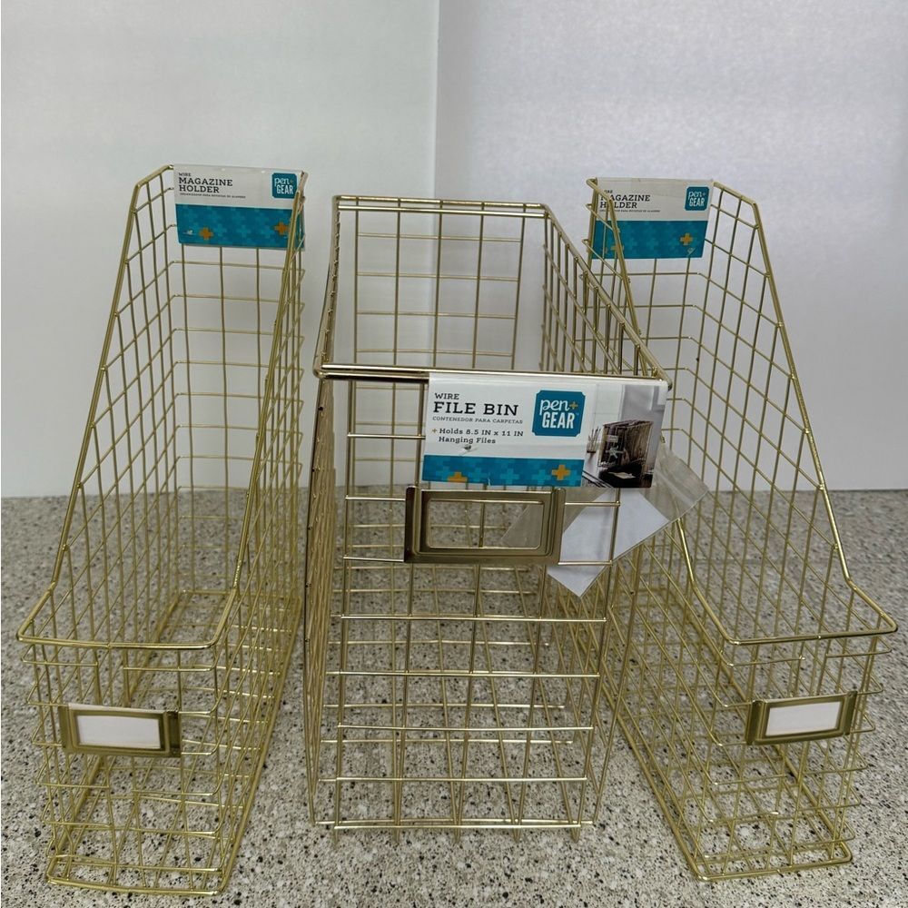 New -Two Pen+Gear Magazine Holders  & File Bin